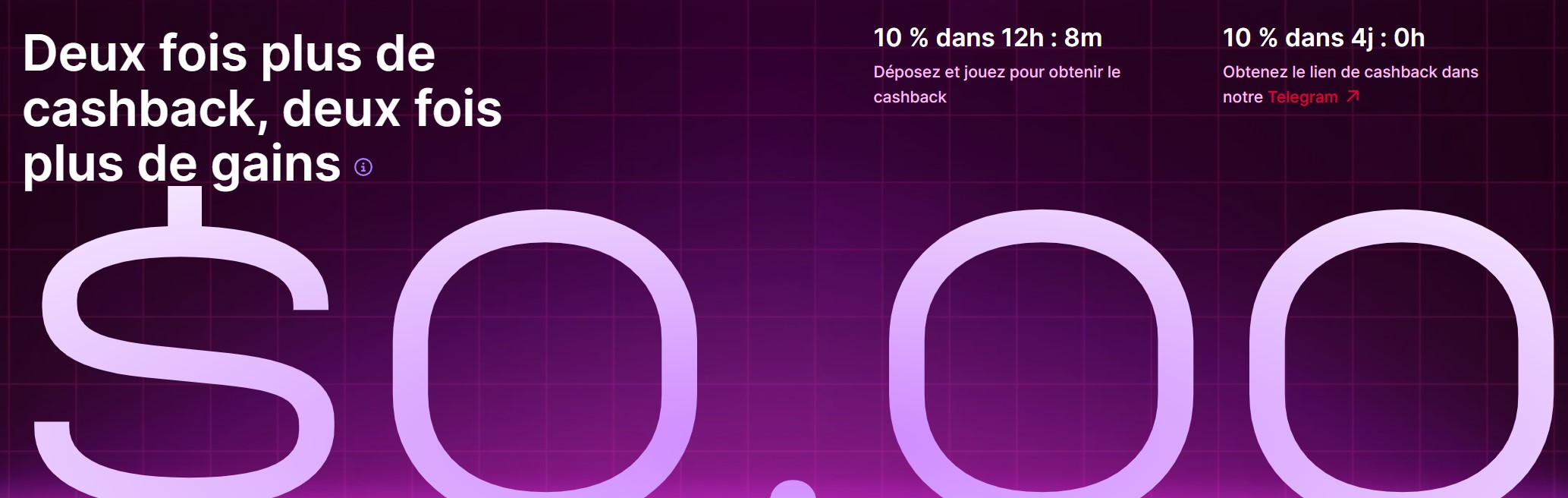 Deux fois plus de cashback, deux fois plus de gains 